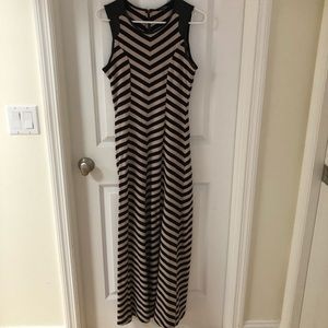 ❌SOLD ❌Black and beige striped MAXI dress